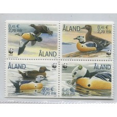 WWF ALAND PATOS SERIE COMPLETA DE ESTAMPILLAS NUEVAS MINT AVES