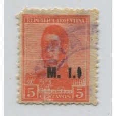 ARGENTINA SERVICIO OFICIAL GJ 376a ESTAMPILLA M.I CON SEGUNDA "I" AGREGADA PARA HACER MJI USADA CON MATASELLO DE SANTA MARIA CATAMARCA COMO CORRESPONDE, RARISIMA U$ 125