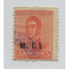 ARGENTINA SERVICIO OFICIAL GJ 376a ESTAMPILLA M.I CON SEGUNDA "I" AGREGADA PARA HACER MJI USADA CON MATASELLO DE SANTA MARIA CATAMARCA COMO CORRESPONDE, RARISIMA U$ 125 CON FIRMA DE VICTOR KNEITSCHEL