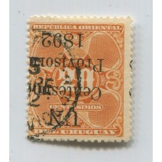 URUGUAY 1891 Yv. 86 ESTAMPILLA VARIEDAD SOBRECARGA INVERTIDA USADA