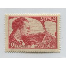 ARGENTINA VIÑETA 1934 GJ 4 CONMEMORATIVA JEAN MERMOZ MINT