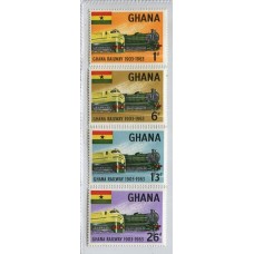 TRENES LOCOMOTORAS GHANA SERIE COMPLETA DE ESTAMPILLAS MINT