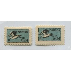 URUGUAY 1925 Yv. AEREO 7/8 SERIE COMPLETA DE ESTAMPILLAS NUEVAS CON GOMA ( UNA MINT ) 65 Euros