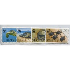 WWF TORTUGAS FAUNA MARINA SERIE COMPLETA DE ESTAMPILLAS MINT St. KITTS