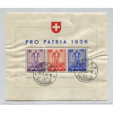 SUIZA 1936 Yv. BLOQUE 2 USADO, MUY RARO 200 EUROS