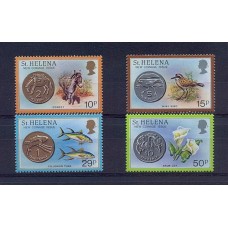 ST.HELENA SERIE COMPLETA MINT PECES MONEDA FAUNA AVES FLORES