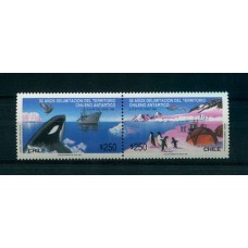 CHILE FAUNA MARINA BARCO AVES BALLENA SERIE COMPLETA MINT