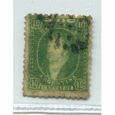 ARGENTINA 1864 GJ 23 RIVADAVIA DE 10 Cts. PE 12 I