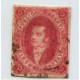 ARGENTINA 1865 GJ 25 RIVADAVIA ESTAMPILLA de 4ta TIRADA PAPEL DELGADO CON MATASELLO ROCOCO DE TUCUMAN