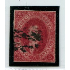 ARGENTINA 1866 GJ 26e RIVADAVIA 5ta TIRADA ESTAMPILLA CON VARIEDAD PAPEL RAYADO MATASELLO FLOR DE LIS DE GUALEGUAYCHU U$ 60