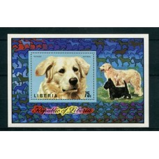 PERROS LIBERIA BLOQUE DE ESTAMPILLA MINT