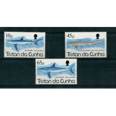 TIBURONES FAUNA MARINA SERIE COMPLETA de ESTAMPILLAS MINT TRISTAN DA CUNHA PECES