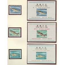 COREA DEL SUR 1966 PECES FAUNA MARINA SERIE COMPLETA DE ESTAMPILLAS y BLOQUES MINT