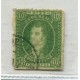 ARGENTINA 1864 GJ 23 RIVADAVIA de 10 Cts ESTAMPILLA DE IMPRESIÓN SEMINITIDA MATASELLO FECHADOR ROSARIO