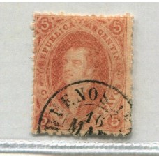 ARGENTINA 1865 GJ 20d RIVADAVIA ESTAMPILLA DE 3ra TIRADA VARIEDAD PLANCHA RAYADA U$ 60