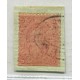 ARGENTINA 1865 GJ 20j RIVADAVIA ESTAMPILLA DE 3ra TIRADA VARIEDAD MULATO CON MATASELLO ROCOCO DE TUCUMAN SOBRE FRAGMENTO