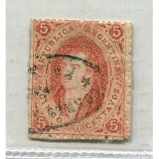 ARGENTINA 1867 GJ 28 RIVADAVIA ESTAMPILLA DE 6ta TIRADA U$ 60