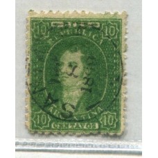 ARGENTINA 1864 GJ 23 RIVADAVIA DE 10 Cts. MATASELLO SANTA FE + 150 % ADEMAS MAL ARMADO EL FECHADOR