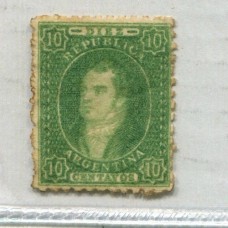 ARGENTINA 1864 GJ 23 RIVADAVIA DE 10 Cts. NUEVO CON GOMA U$ 120 + 100 %