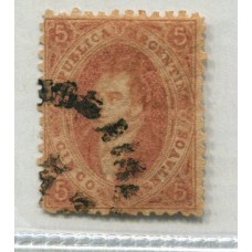 ARGENTINA 1865 GJ 20i RIVADAVIA 3ra PAPEL RAYADO U$ 85 CON SELLO DE GARANTIA DE ROSAUER Y SANTAMARINA