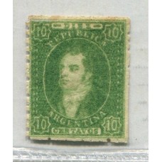 ARGENTINA 1864 GJ 23 RIVADAVIA ESTAMPILLA DE 10 Cts NUEVA U$ 120