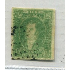 ARGENTINA 1864 GJ 23 RIVADAVIA de 10 Cts ESTAMPILLA CON MUY RARA IMPRESIÓN SECA