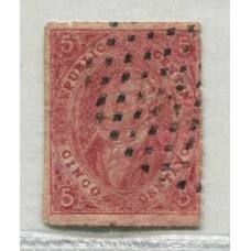 ARGENTINA 1865 GJ 25Ba RIVADAVIA 4ta TIRADA ESTAMPILLA VARIEDAD ROSA LILA IMPRESIÓN NITIDA MULATO, DICE KNEITSCHEL EN SU CATALOGO DE 1974 SON SUMAMENTE RAROS, DE LUJO U$ 100