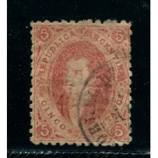 ARGENTINA 1864 GJ 19g RIVADAVIA 2da TIRADA VARIEDAD PAPEL RAYADO EJEMPLAR DE LUJO U$ 110