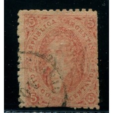 ARGENTINA 1865 GJ 20jd RIVADAVIA ESTAMPILLA DE 3ra TIRADA VARIEDAD PLANCHA RAYADA Y MULATO U$ 120