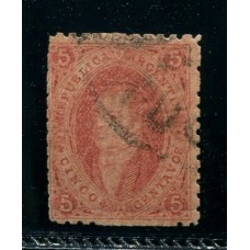 ARGENTINA 1865 GJ 20d RIVADAVIA ESTAMPILLA DE 3ra TIRADA PLANCHA RAYADA IMPRESIÓN MATASELLO TUCUMAN