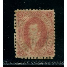 ARGENTINA 1864 GJ 19 RIVADAVIA ESTAMPILLA DE 1ra TIRADA NUEVA CON GOMA INFIMO DEFECTO EN UN ANGULO U$ 288 ( U$ 72 + 300 % )