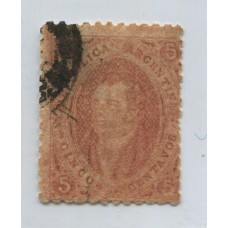 ARGENTINA 1865 GJ 20d RIVADAVIA ESTAMPILLA DE TERCERA TIRADA VARIEDAD PLANCHA RAYADA U$ 60 LINDO COLOR