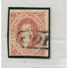 ARGENTINA 1867 GJ 28d RIVADAVIA ESTAMPILLA DE 6ta TIRADA VARIEDAD PLANCHA RAYADA ESTUPENDO EJEMPLAR U$ 120