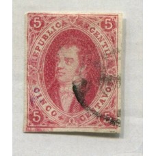 ARGENTINA 1867 GJ 32 RIVADAVIA 7ma TIRADA MATASELLO ROCOCO MUY BUEN EJEMPLAR U$ 120