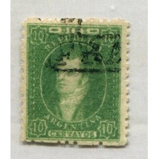 ARGENTINA 1864 GJ 23 RIVADAVIA de 10 Cts ESTAMPILLA DE IMPRESIÓN BORROSA MATASELLO CORDOBA