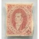 ARGENTINA 1867 GJ 27 RIVADAVIA ESTAMPILLA DE 6ta TIRADA SIN DENTAR CON LOS MARGENES VERTICALES CORTADOS A MANO, LUJO U$ 300