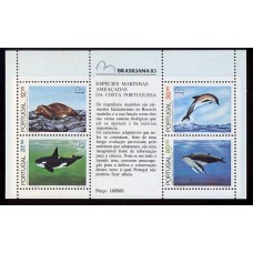 PORTUGAL 1983 Yv. BLOQUE 42 HOJA MINT FAUNA MARINA DELFIN BALLENAS