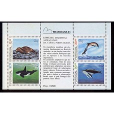 PORTUGAL 1983 Yv. BLOQUE 42 HOJA MINT FAUNA MARINA DELFIN BALLENAS