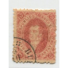 ARGENTINA 1864 GJ 19g RIVADAVIA ESTAMPILLA DE 1ra TIRADA CON VARIEDAD PAPEL RAYADO E IMPRESIÓN BIEN BORROSA U$ 110