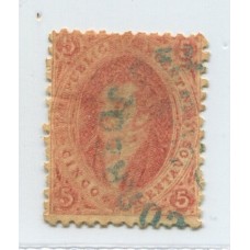 ARGENTINA 1864 GJ 19a RIVADAVIA ESTAMPILLA DE 1ra TIRADA CON VARIEDAD DOBLE IMPRESIÓN U$ 110