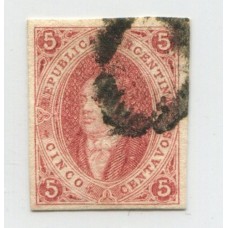 ARGENTINA 1864 GJ 16 PE 8 RIVADAVIA DE PRIMERA TIRADA SIN DENTAR SUPER NITIDO, DE AMPLIOS MARGENES SU CALIDAD ES DE LUJO U$ 300 Y CON MATASELLO PONCHITO + 300%