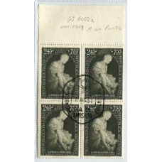 ARGENTINA 1951 GJ 1002a CUADRO PRIMER DIA PIEDAD FUNDACION EVA PERON CON LA VARIEDAD M CON PUNTO U$ 50