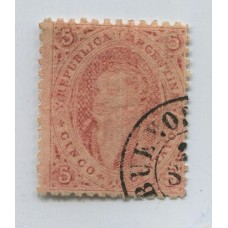 ARGENTINA 1865 GJ 20d RIVADAVIA ESTAMPILLA DE 3ra TIRADA PLANCHA RAYADA U$ 60