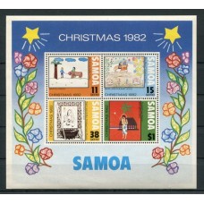 SAMOA RELIGION PINTURAS ARTE ESTAMPILLAS EN HOJA BLOCK NUEVA MINT FLORES