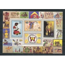 VANUATU RELIGION PINTURAS ARTE ESTAMPILLAS EN HOJA BLOCK NUEVA MINT FLORES