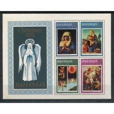 BAHAMAS RELIGION PINTURAS ARTE ESTAMPILLAS EN HOJA BLOCK NUEVA MINT NAVIDAD