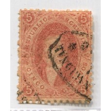 ARGENTINA 1864 GJ 19g RIVADAVIA 1ra PAPEL RAYADO Y DELGADO (GJ 19e) U$ 110+