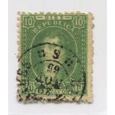 ARGENTINA 1864 GJ 23d RIVADAVIA 10 Cts. PAPEL DELGADO CON MATASELLO 22/11/65