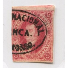 ARGENTINA 1867 GJ 32 RIVADAVIA 7ma TIRADA SIN DENTAR MATASELLO FRANCA DEL MORRO MUY BIEN APLICADO U$ 120 + 300 %