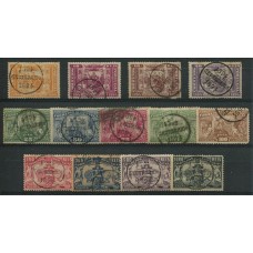 PORTUGAL 1894 Yv. 096/108 SERIE COMPLETA DE ESTAMPILLAS USADAS, DE LAS MAS RARAS DEL PAIS 350 Euros